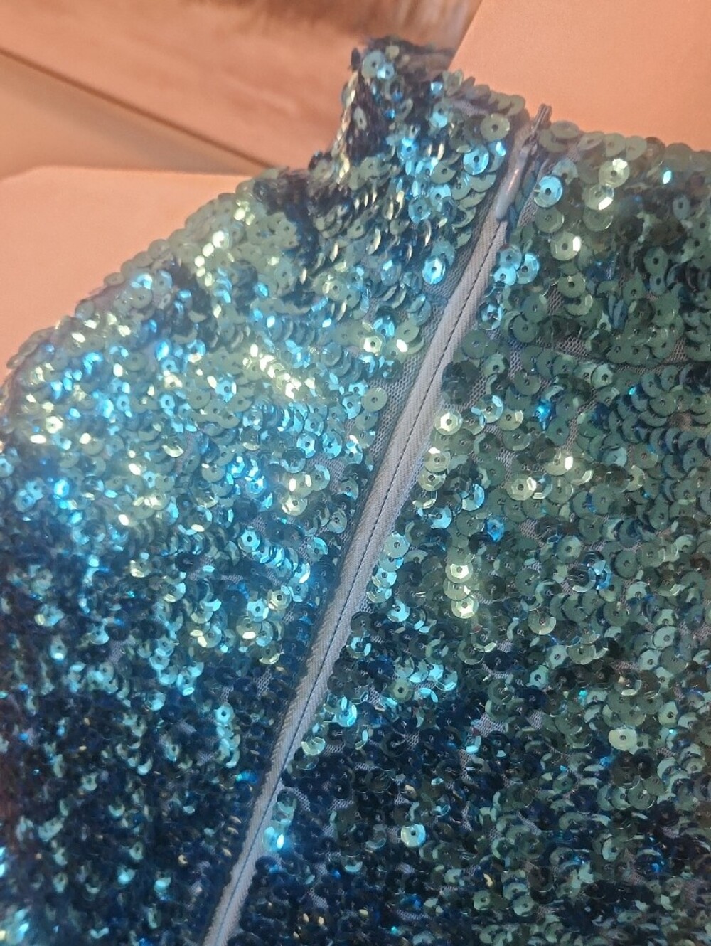 Teal Sequin Halter Top - Picture 3 of 6